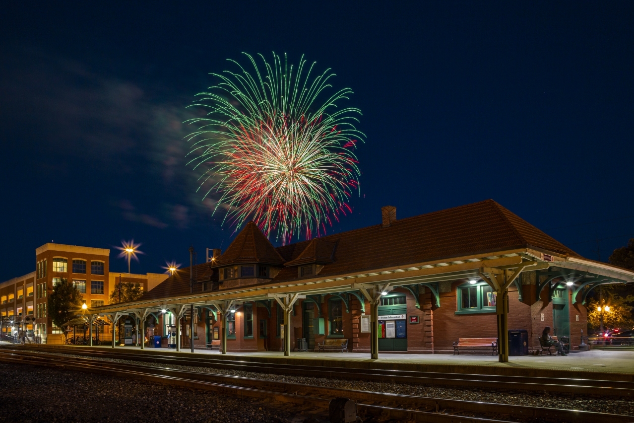 Fireworks over the Manassas Train Station Light and Landscapes